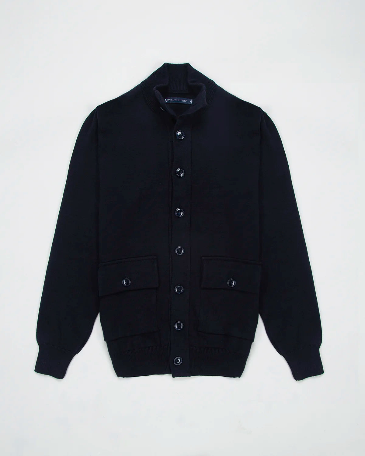 Chaqueta Punto Botón Algodón Azul Oscuro