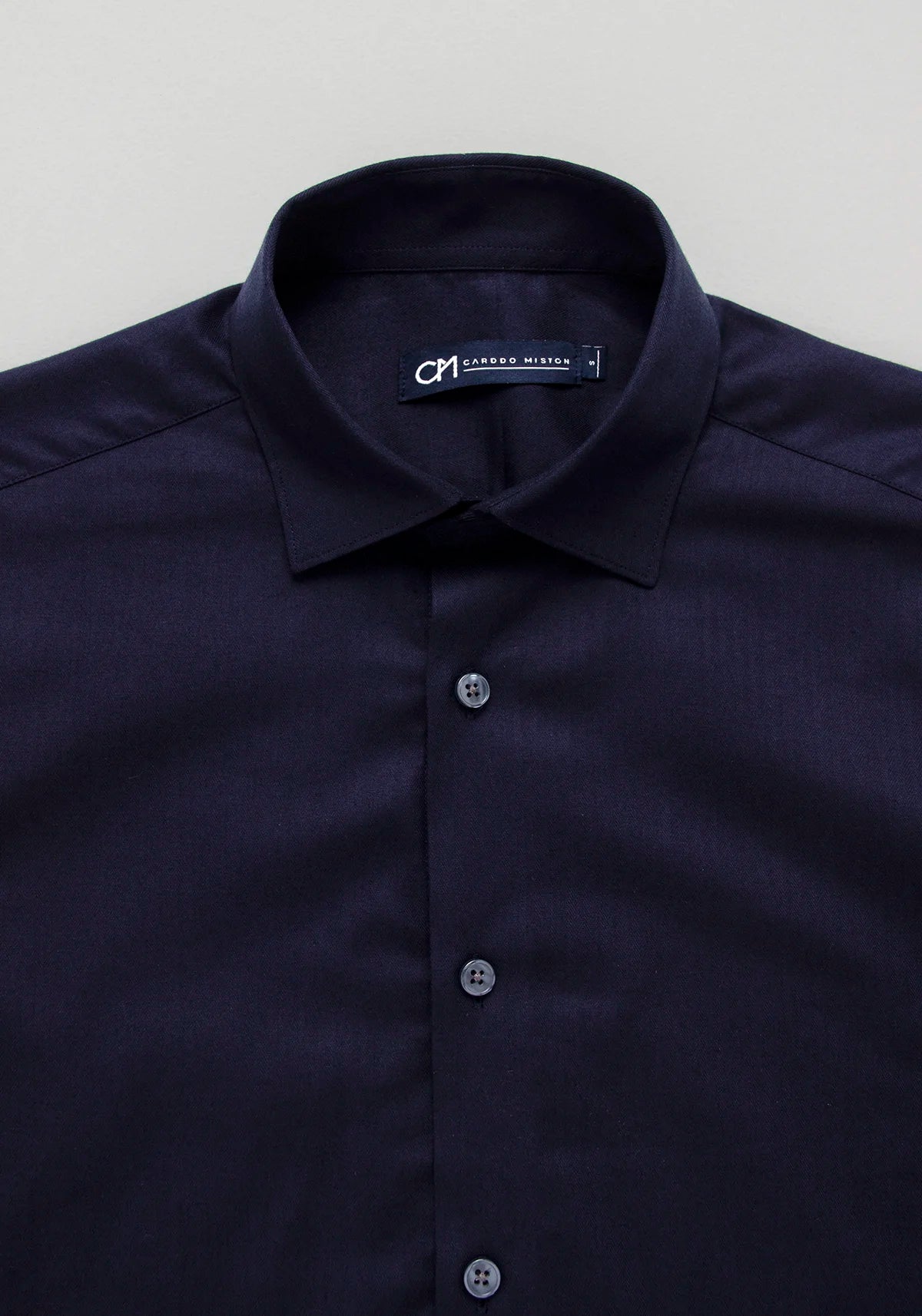 Camisa Dobby Espina de Pescado Algodón Azul Oscuro