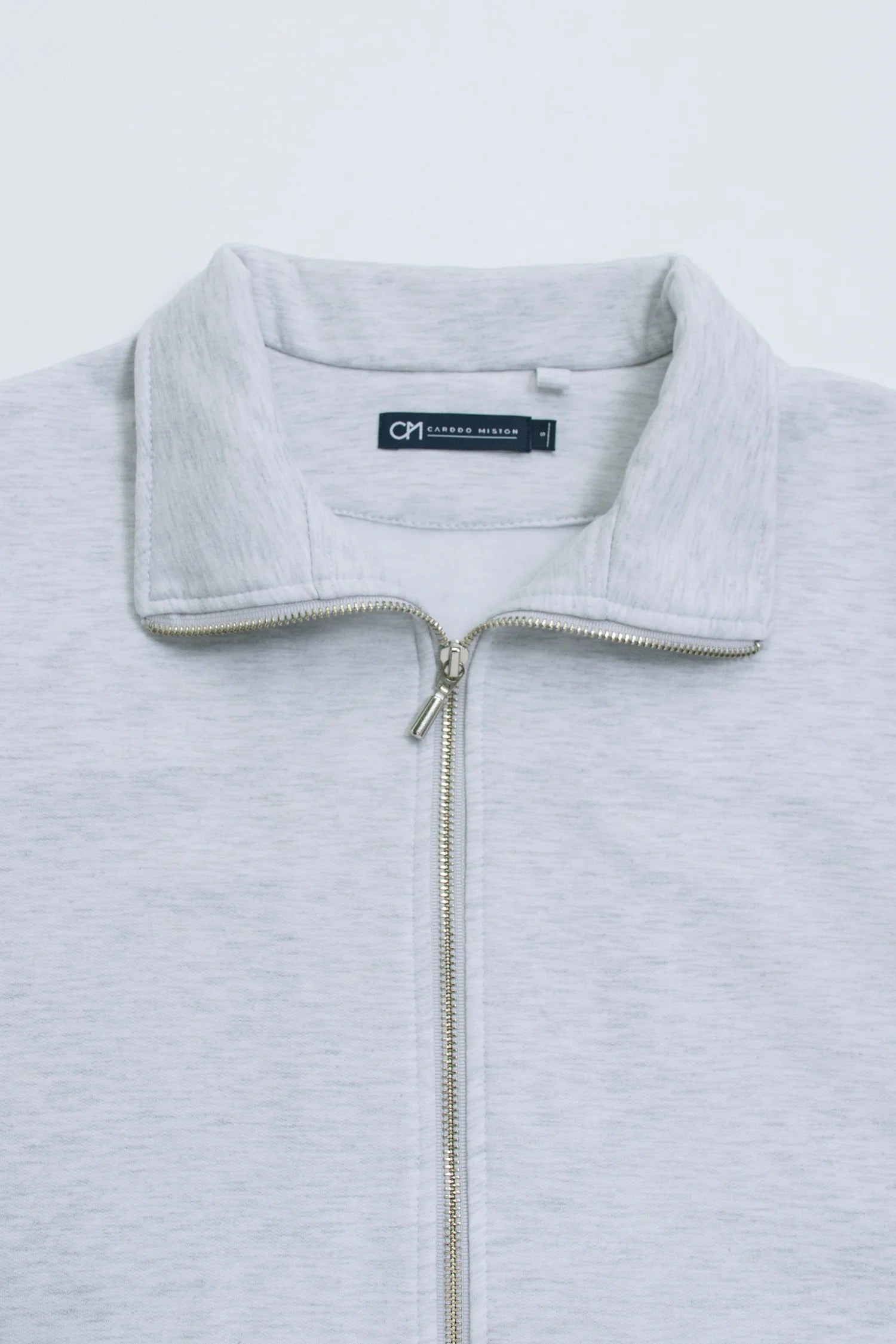 Chaqueta Perchada Zip Algodón Gris Jaspe