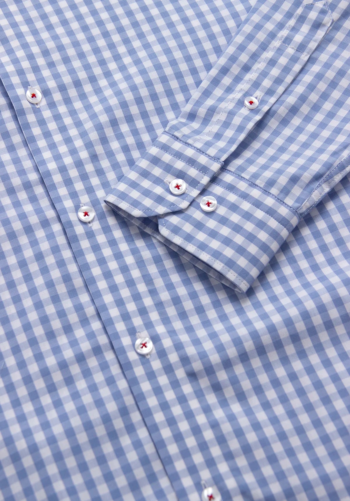 Camisa Cuadro Botón Contraste Algodón Azul Claro