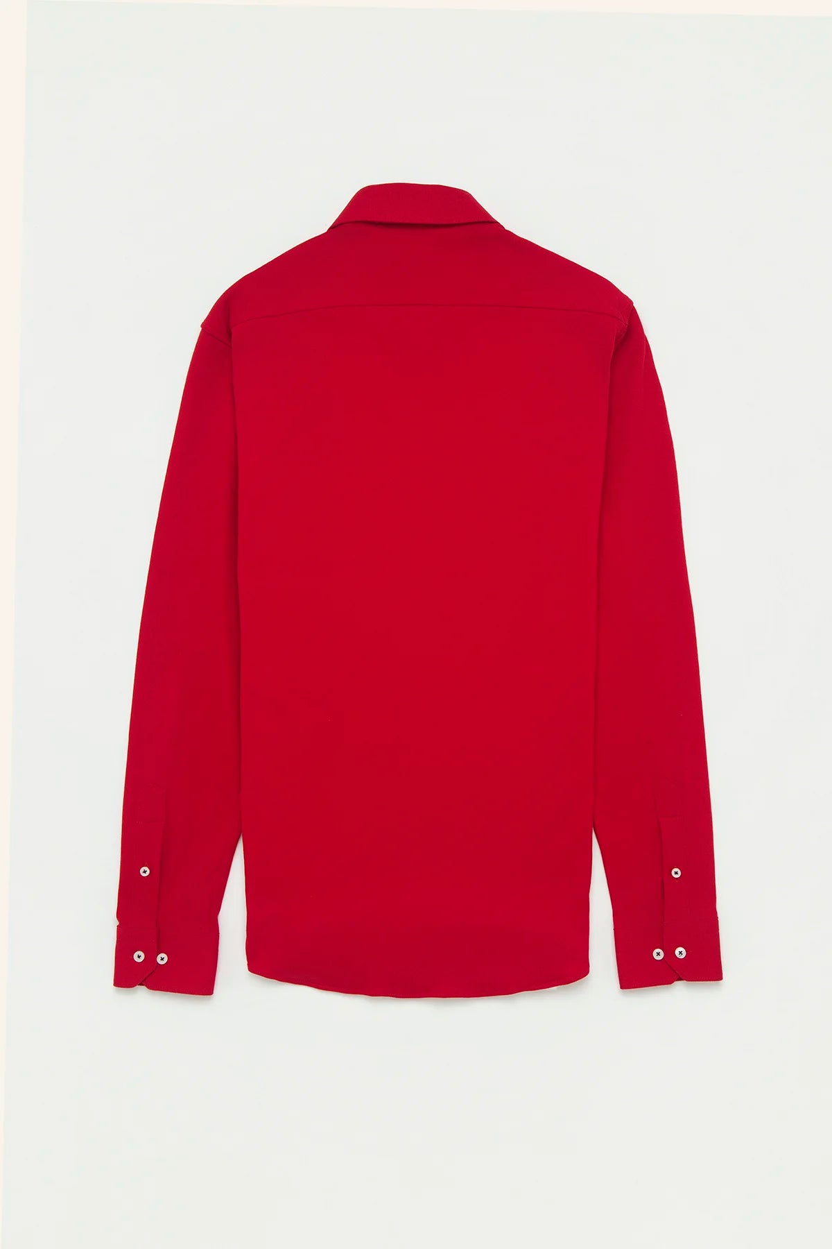 Camisa Piqué Botón Contraste Algodón Rojo