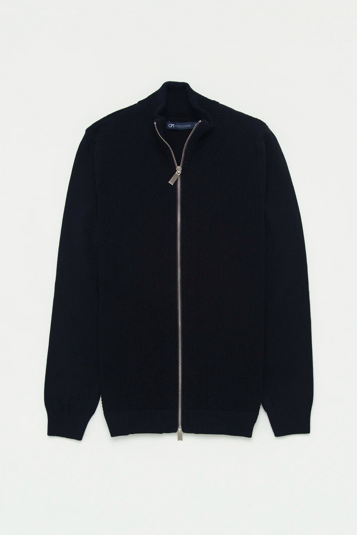 Chaqueta Punto Cierre Algodón Azul Oscuro