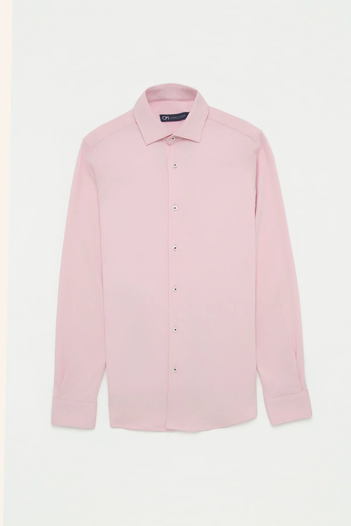 Camisa Piqué Botón Contraste Algodón Rosa Bebé