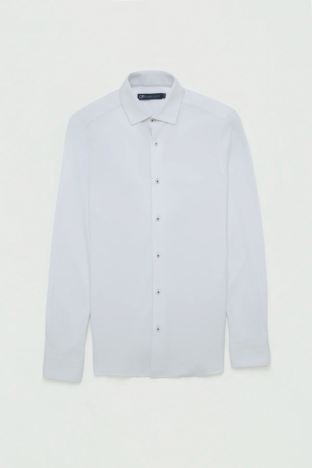 Camisa Piqué Botón Contraste Algodón Blanco