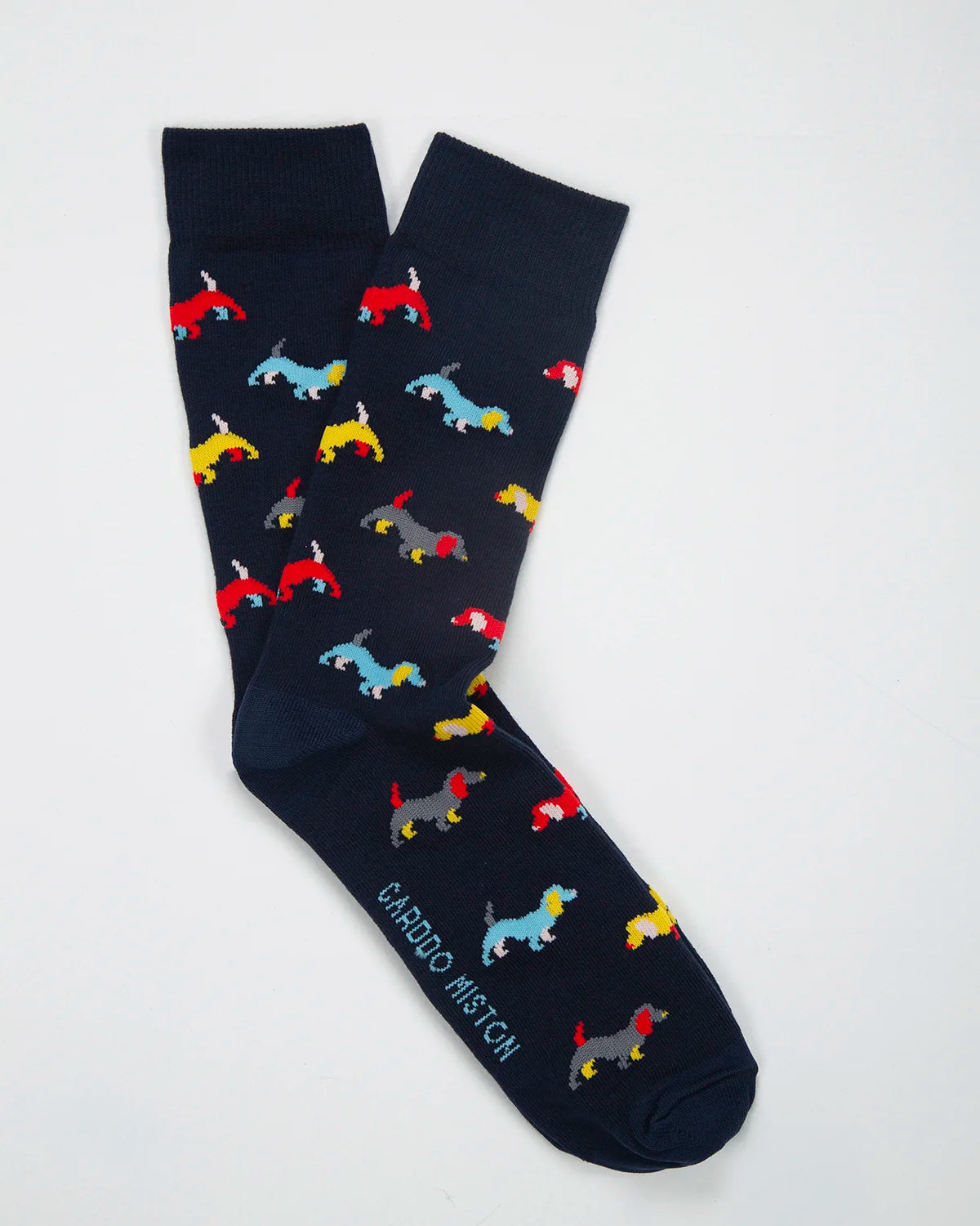 Medias Algodón Estampado Perros Colores - Fondo Azul