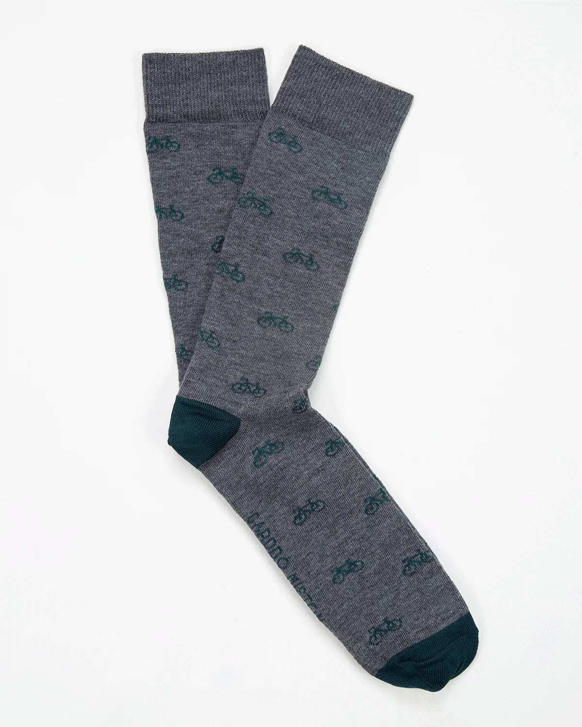 Medias Algodón Estampado Bicicletas Verdes - Fondo Gris