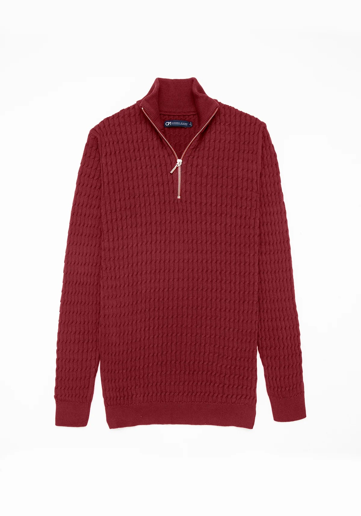 Saco Trenzado Half Zip Algodón Vino