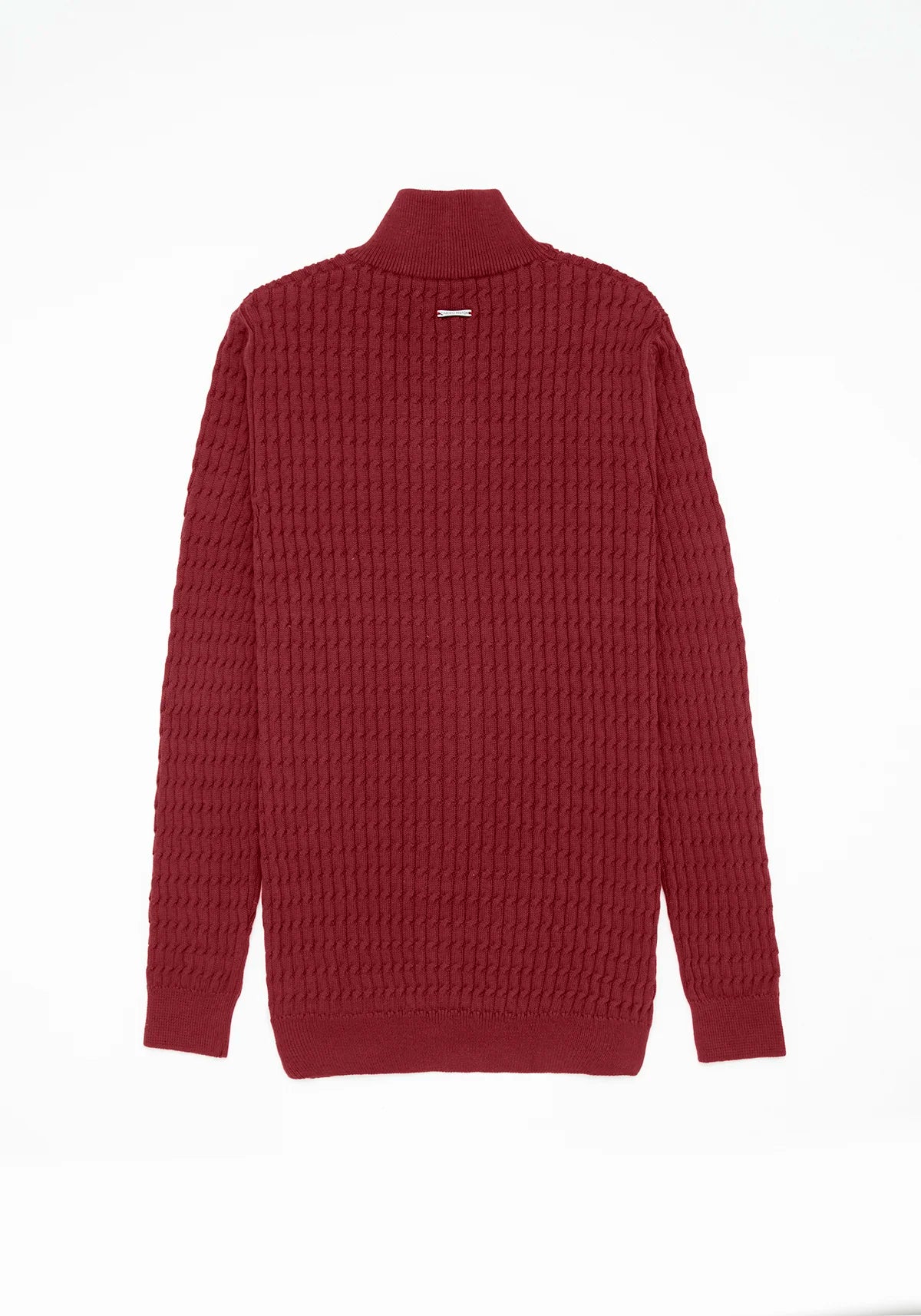 Saco Trenzado Half Zip Algodón Vino