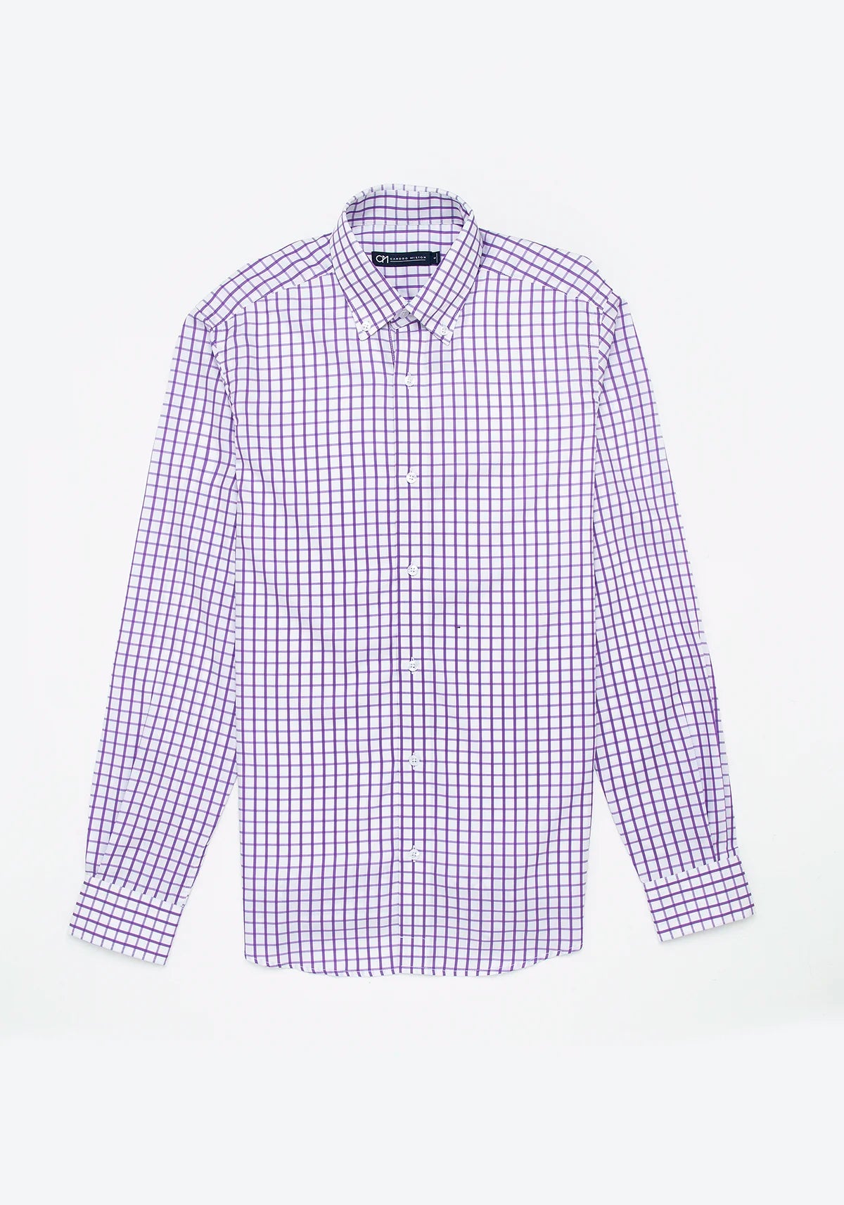 Camisa Sarga Cuadro Ventana Algodón Lila