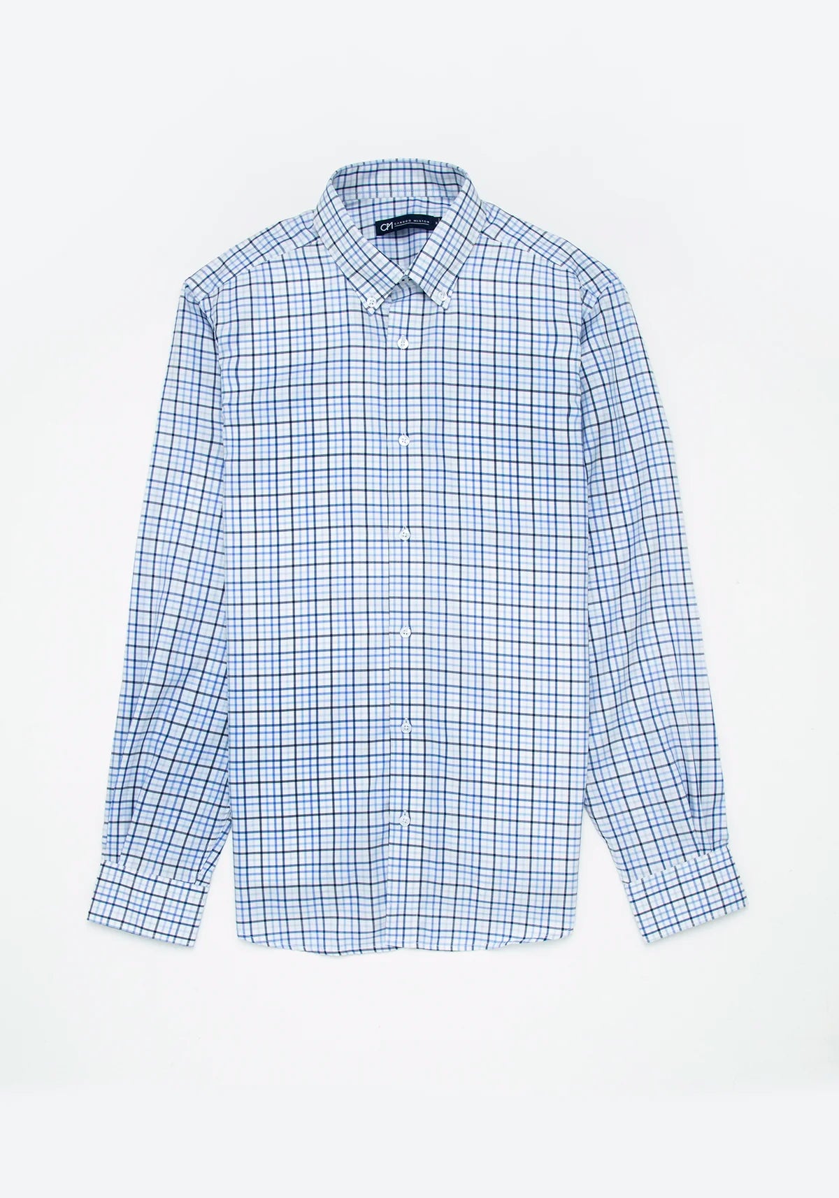 Camisa Sarga Cuadro Ventana Algodón Multi Azul