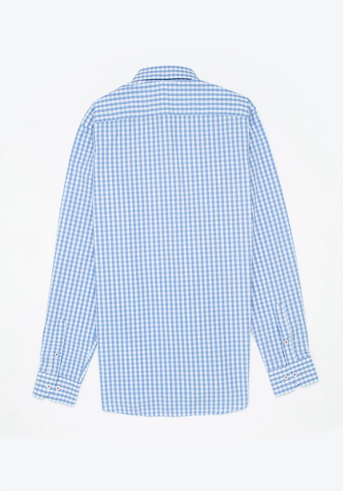Camisa Cuadro Botón Contraste Algodón Azul Claro
