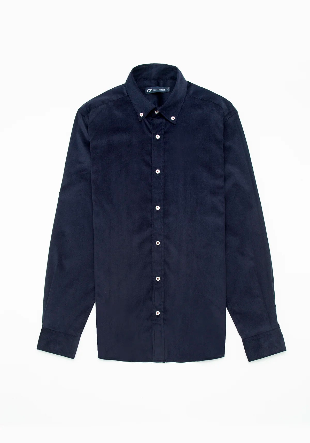 Camisa Micropana Botón Contraste Algodón Azul Oscuro