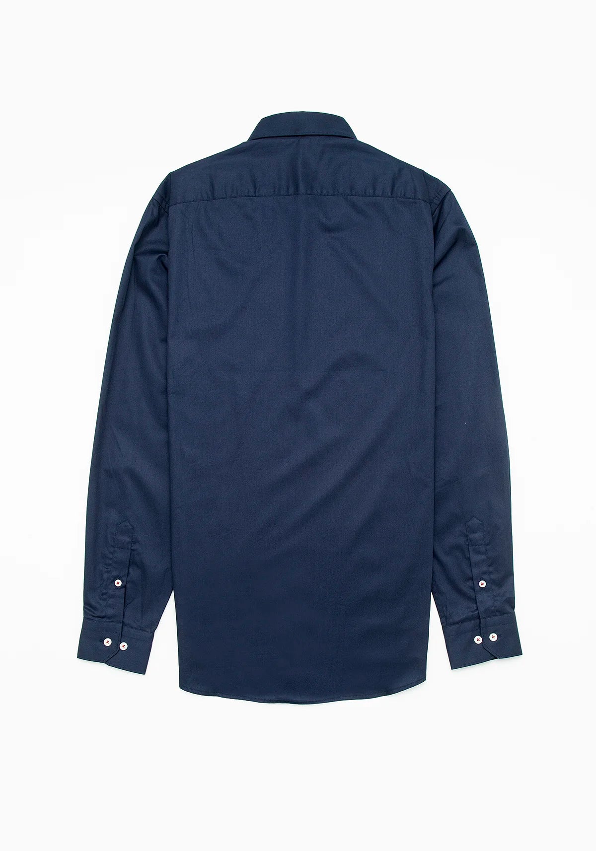 Camisa Sarga Botón Contraste Algodón Azul Oscuro