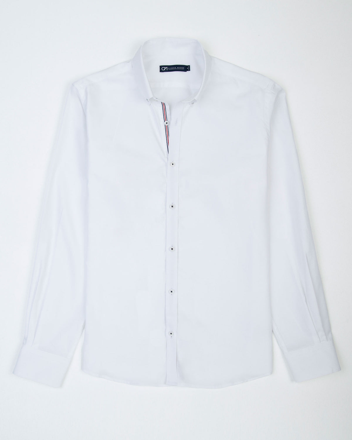 CAMISA OXFORD HILADILLO NÁUTICO ALGODÓN BLANCO_01439