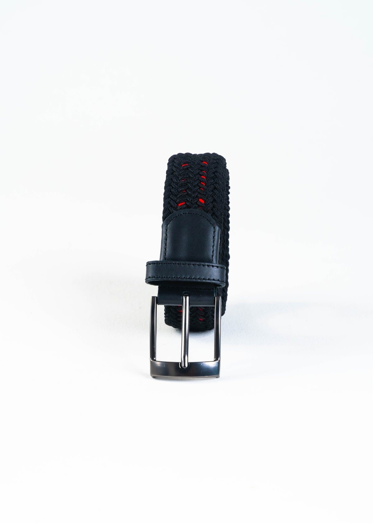 CINTURÓN TRENZADO ELÁSTICO ROJO - NEGRO_07036