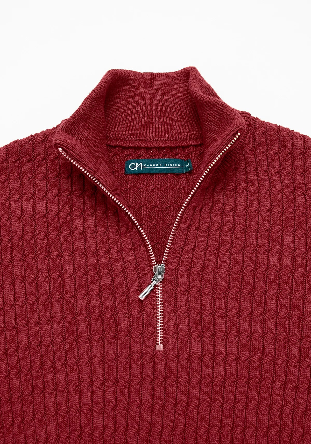 Saco Trenzado Half Zip Algodón Vino