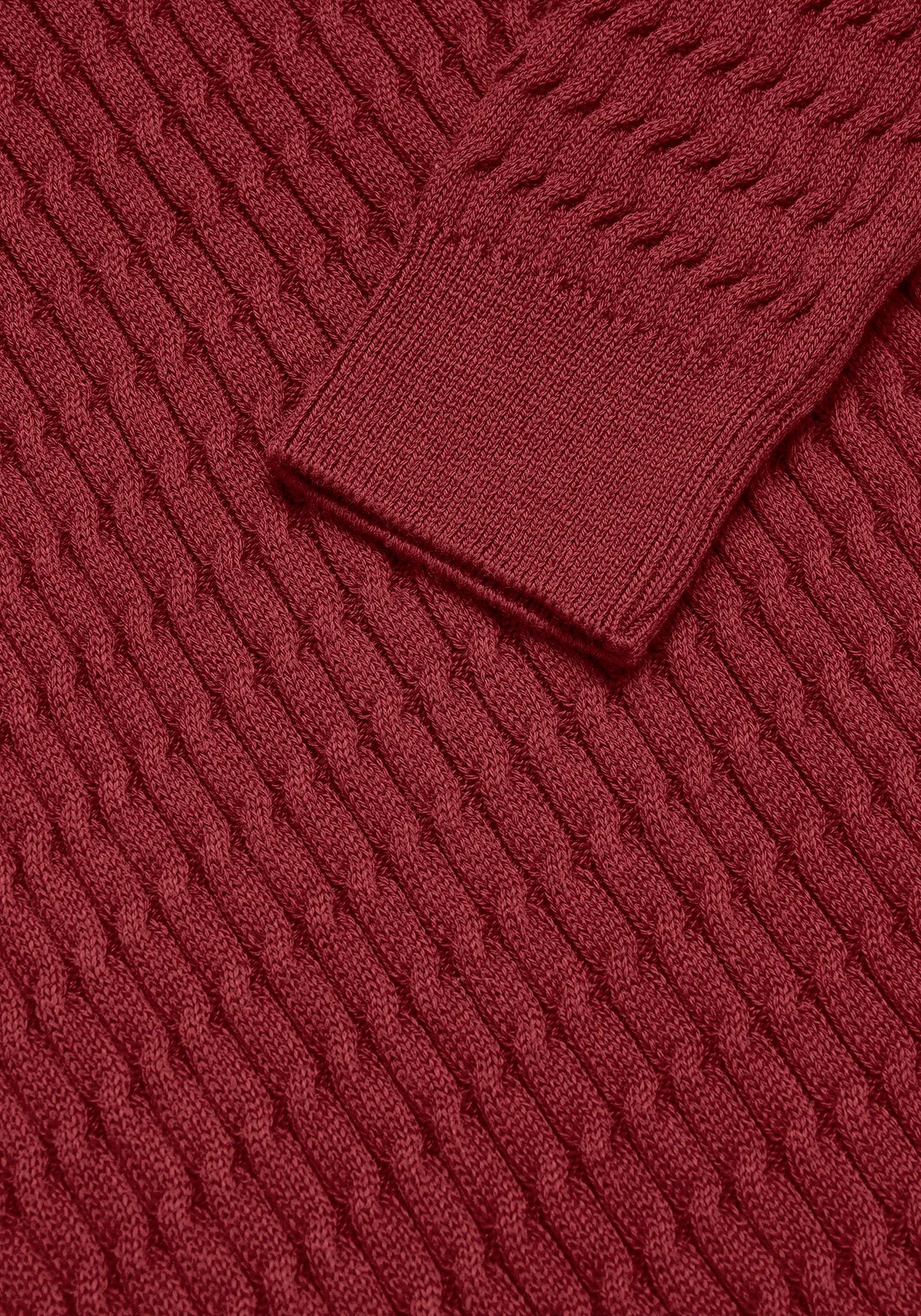 Saco Trenzado Half Zip Algodón Vino