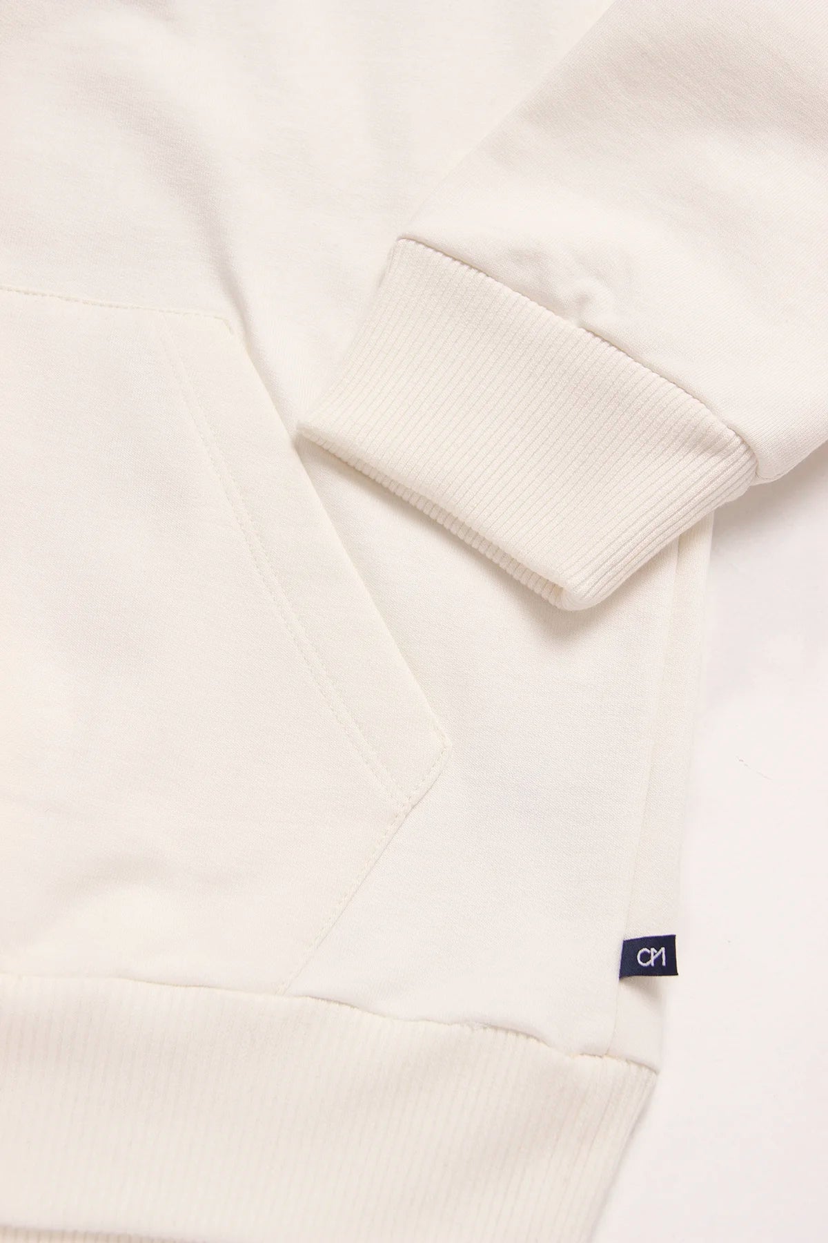 Buzo Perchado Half Zip Algodón Crema