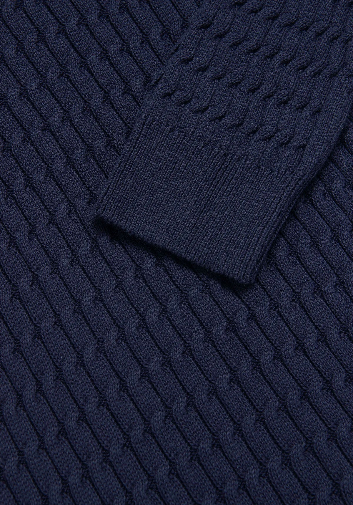 Saco Trenzado Half Zip Algodón Azul Oscuro