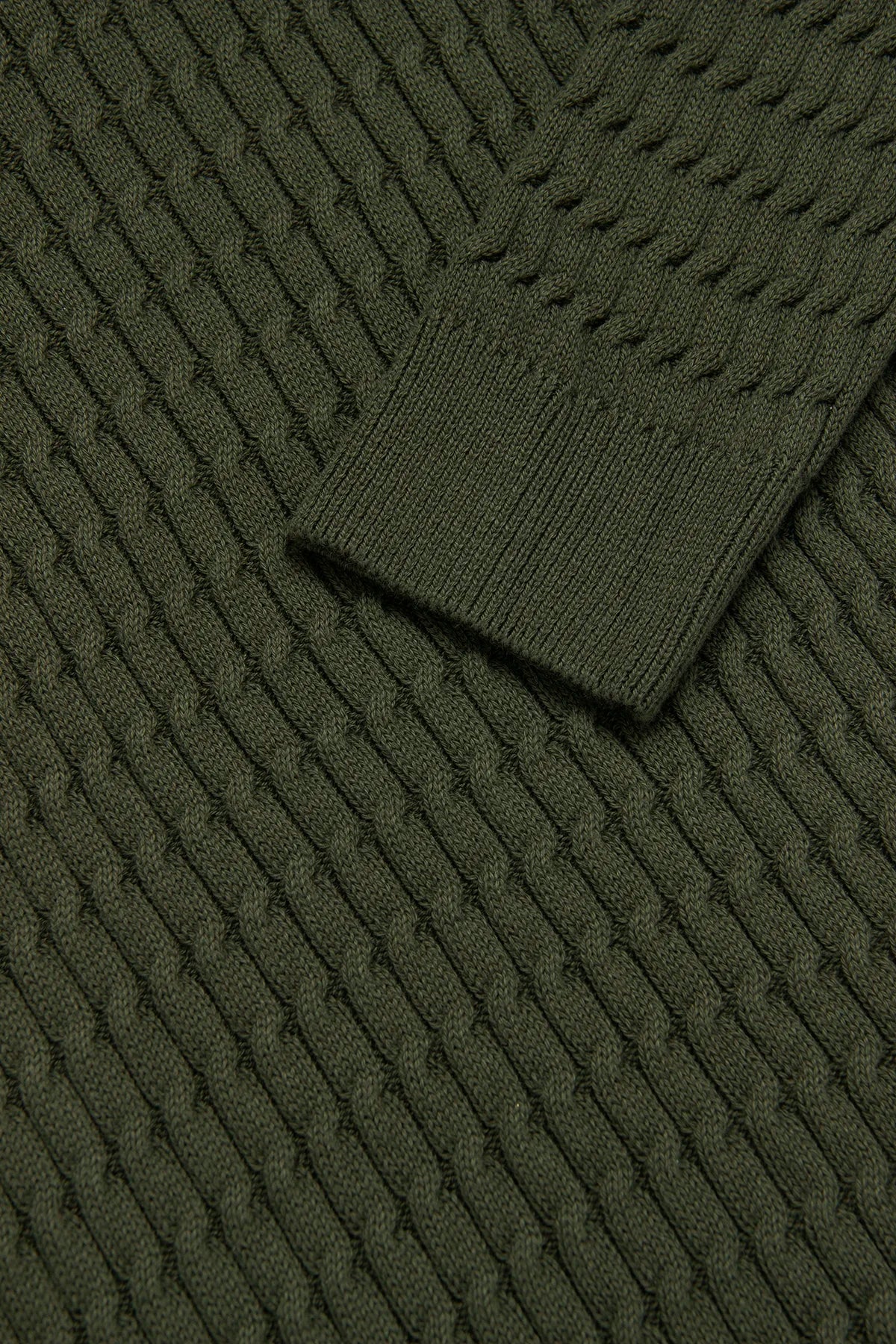 Saco Trenzado Half Zip Algodón Verde Militar