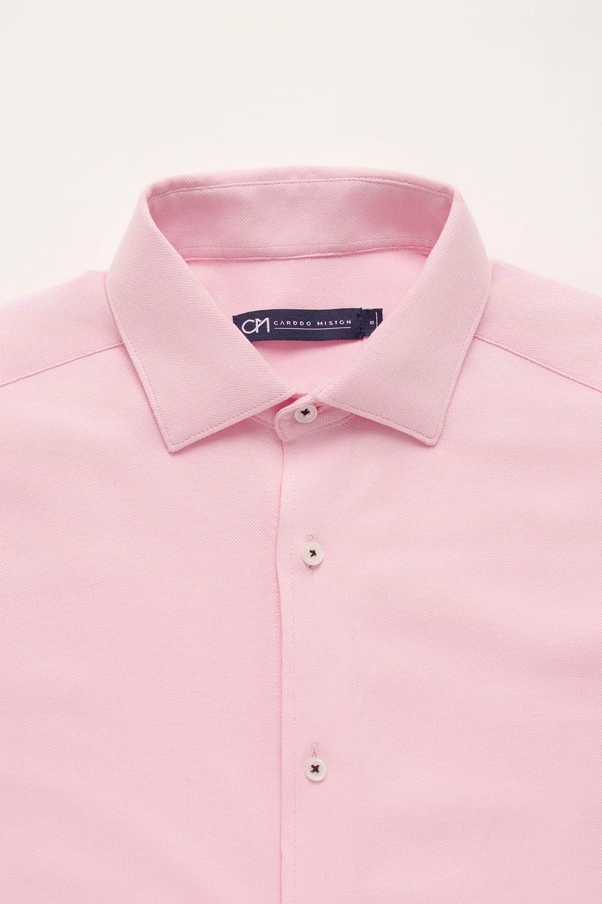 Camisa Piqué Botón Contraste Algodón Rosa Bebé