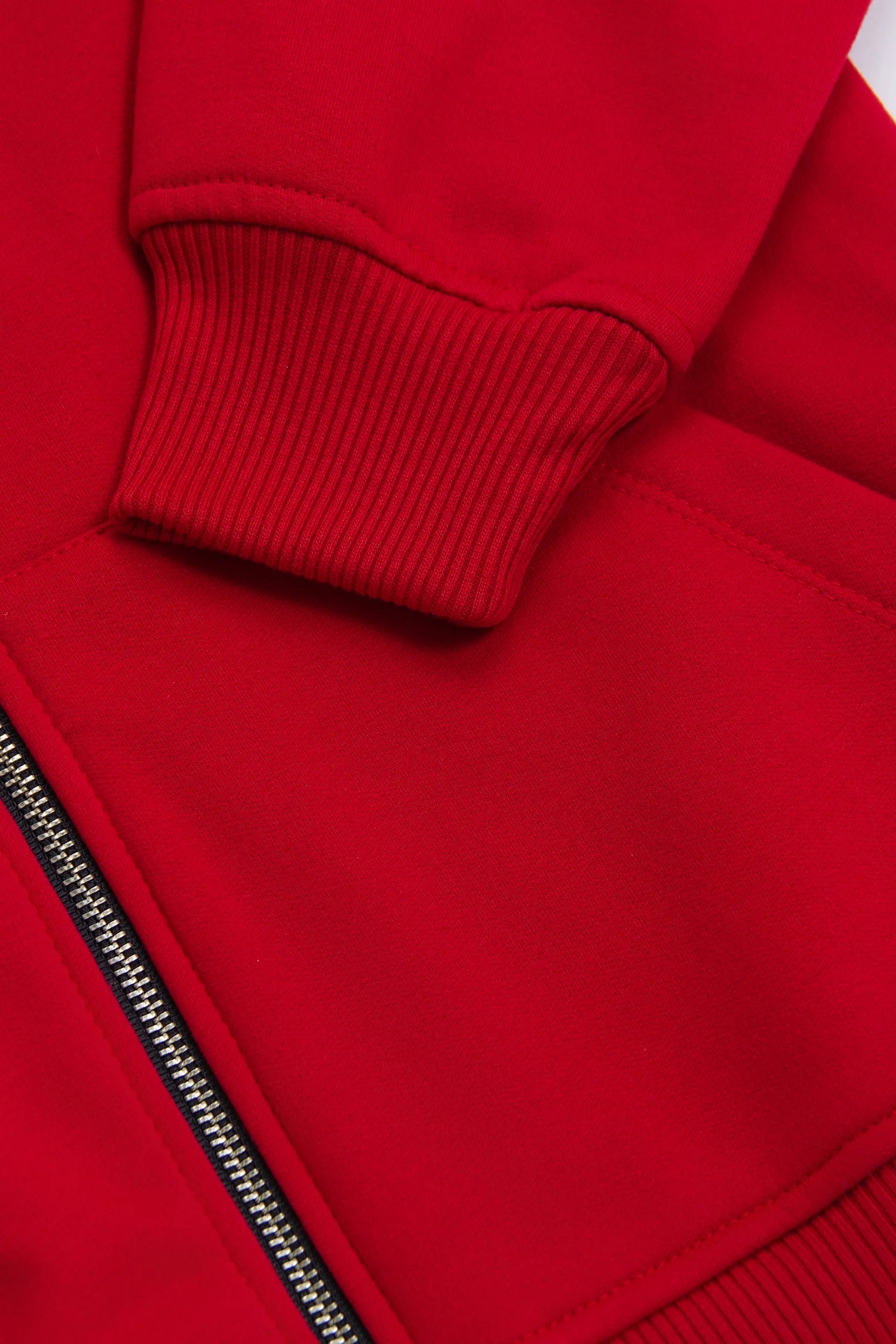 Hoodie Perchado Zip Algodón Rojo