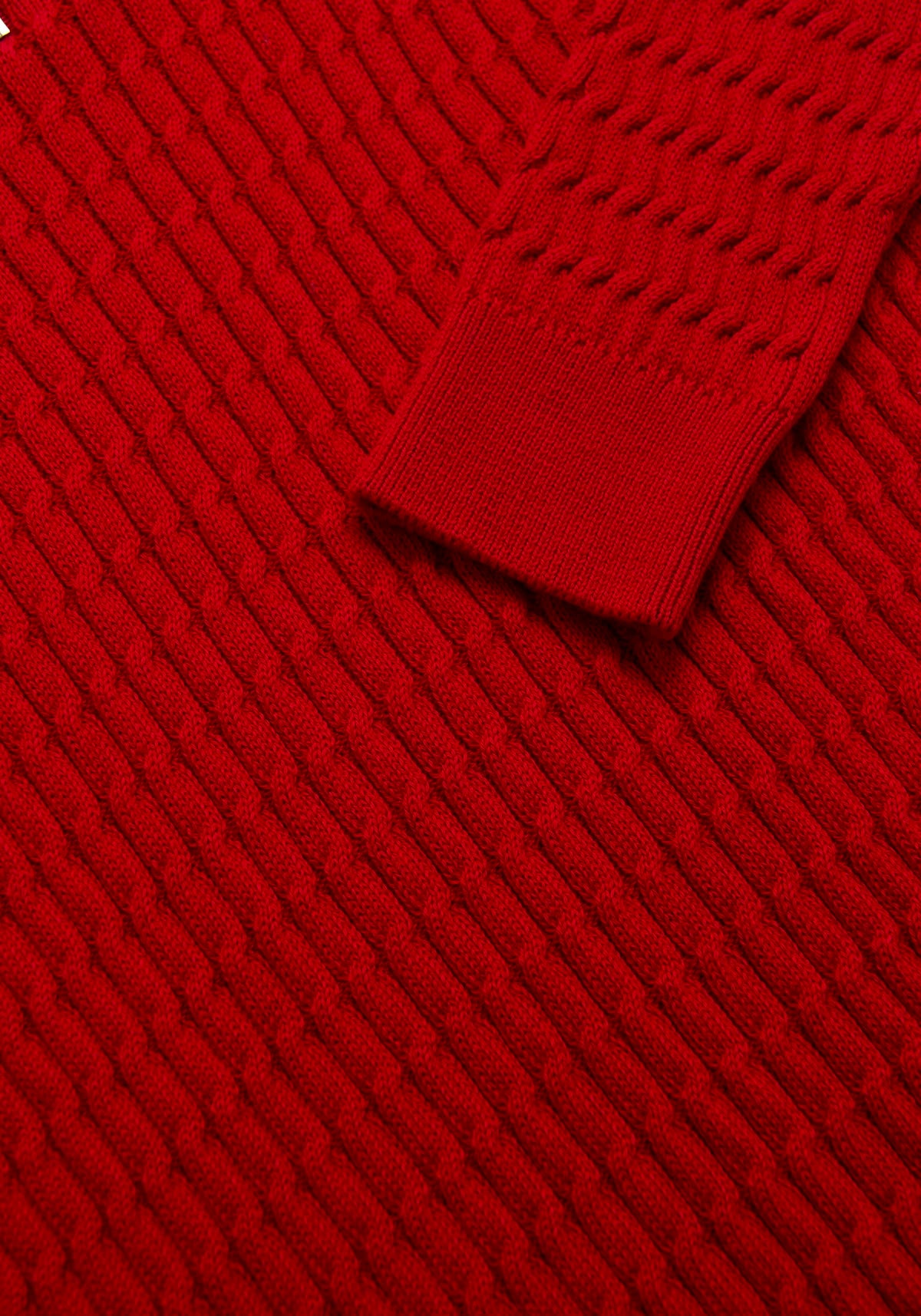 Saco Trenzado Half Zip Algodón Rojo