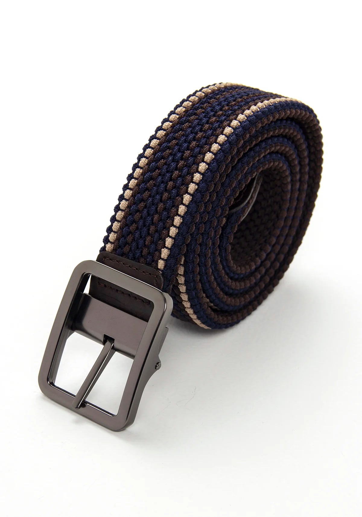 Cinturón Reversible Elástico Chocolate - Color Block Kaki Azul
