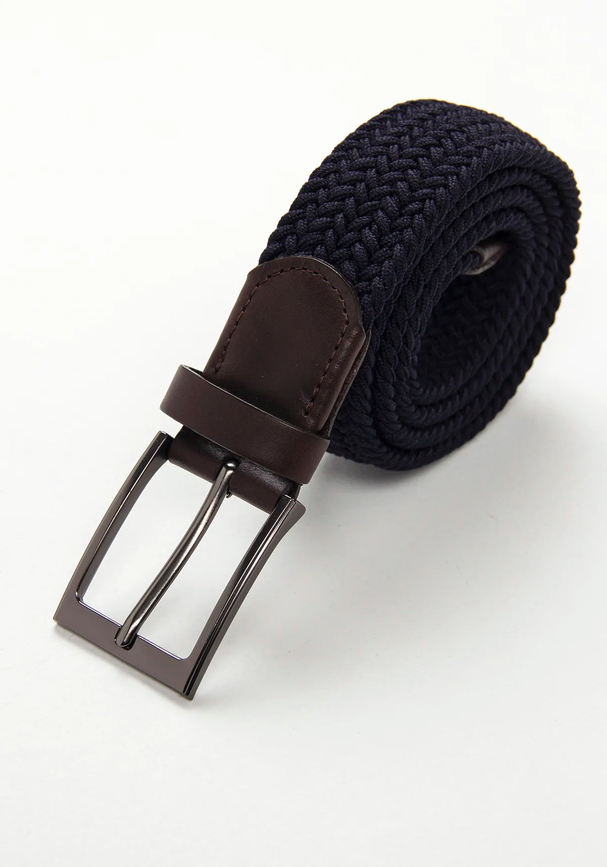 Cinturón Trenzado Elástico Azul Oscuro - Coordinado Chocolate