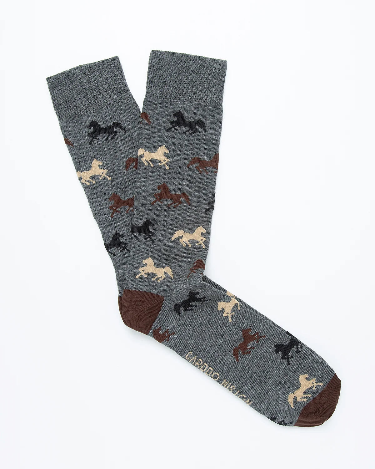 Medias Algodón Estampado Caballos - Fondo Gris