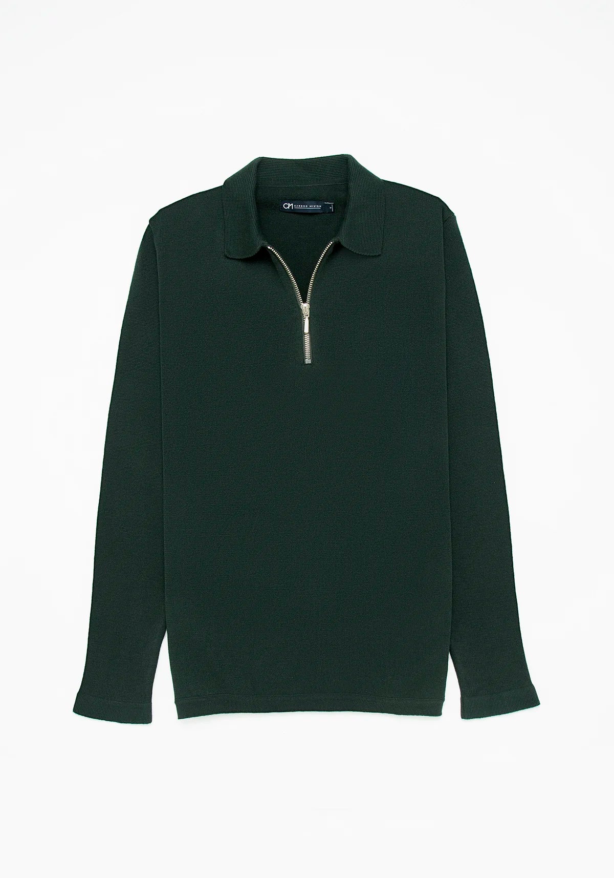 Saco Camisero Half Zip Algodón Verde Botella