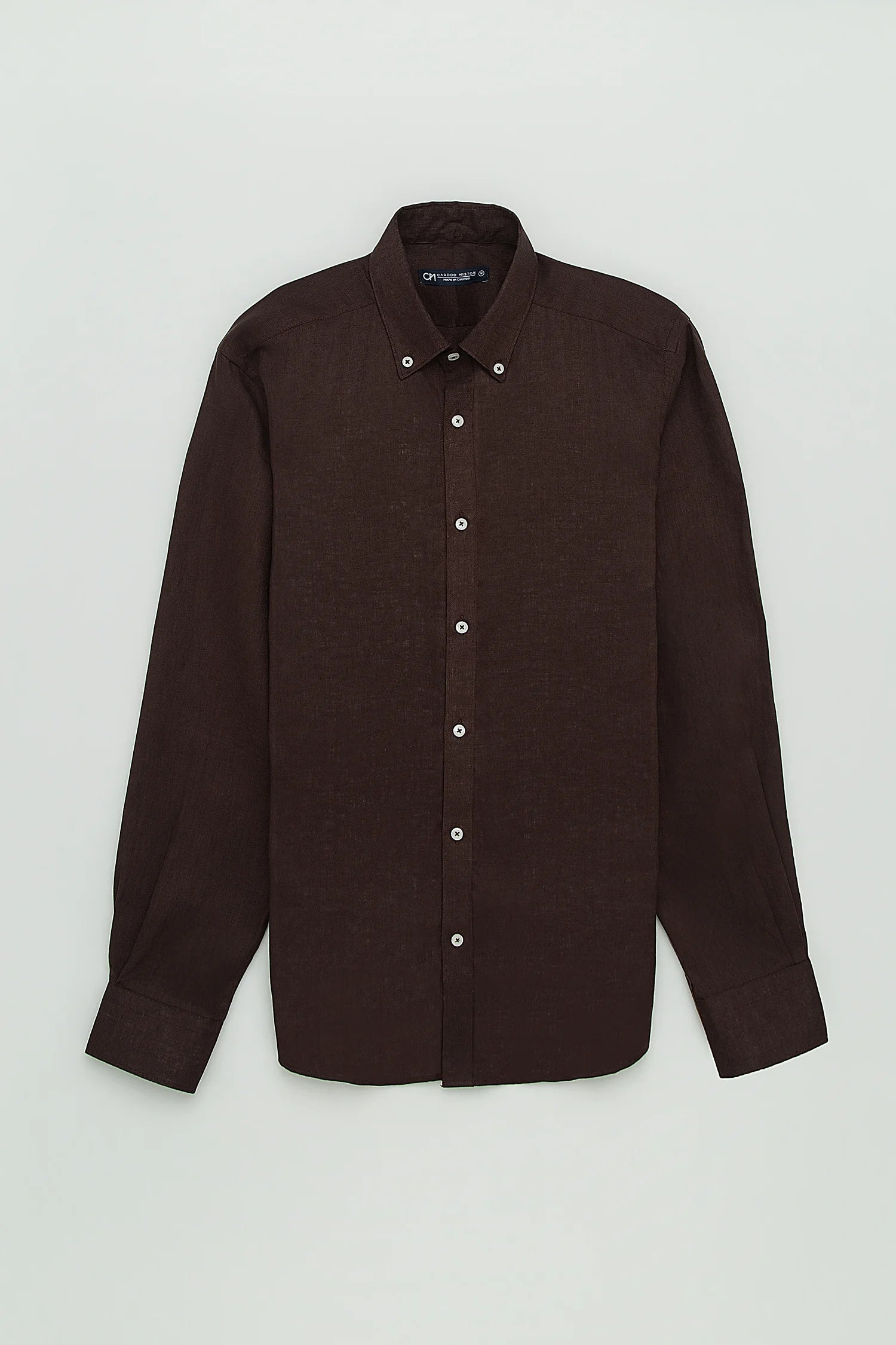 Camisa Button Down Lino Chocolate