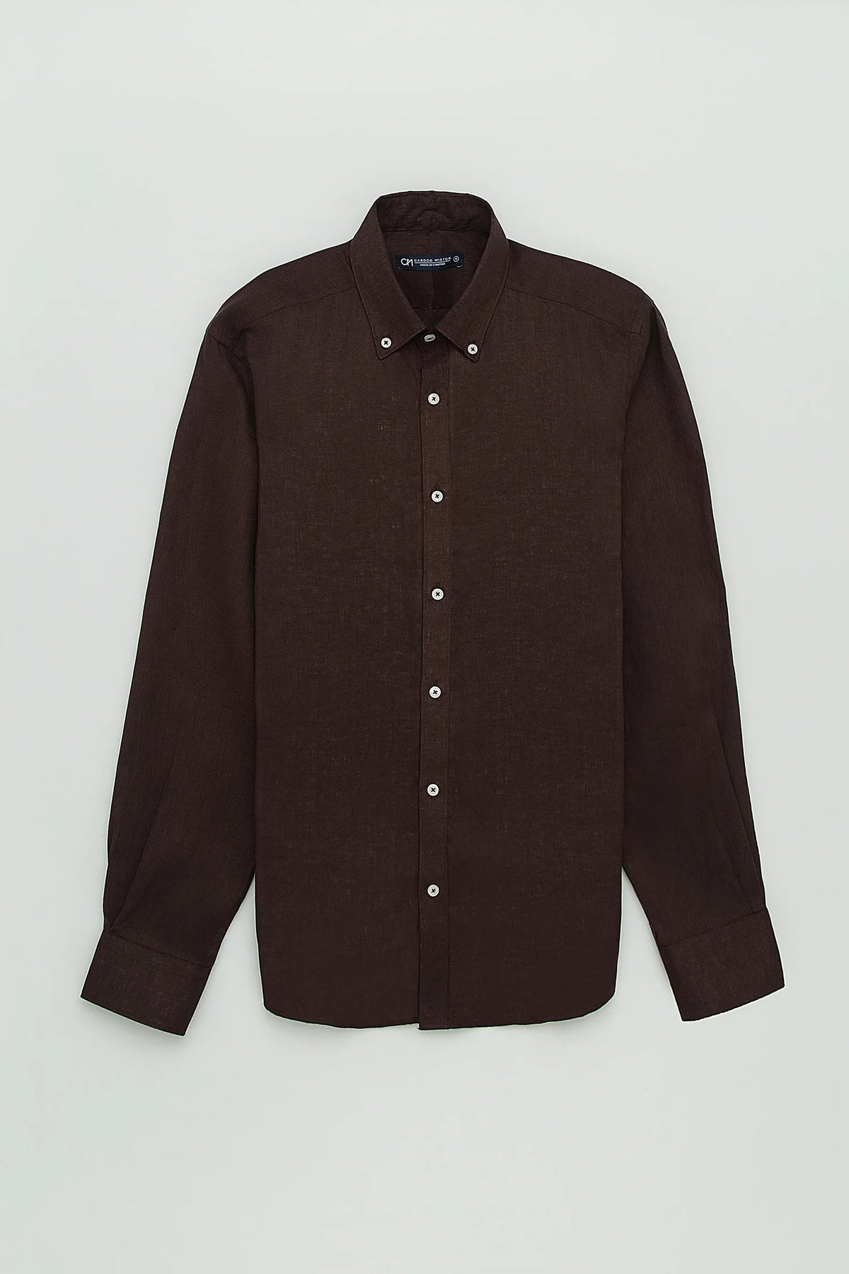 Camisa Button Down Lino Chocolate
