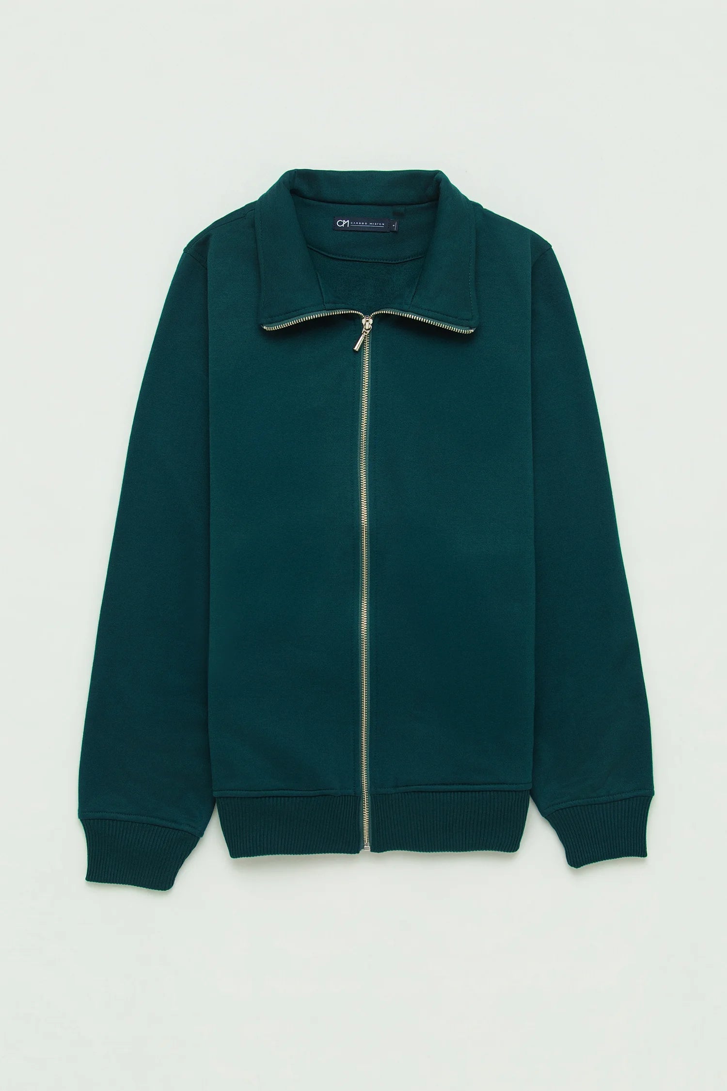 Chaqueta Perchada Zip Algodón Verde Botella
