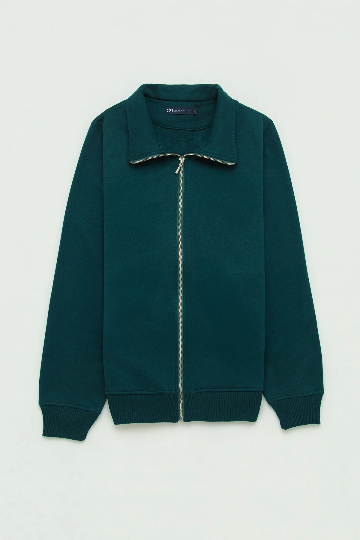 Chaqueta Perchada Zip Algodón Verde Botella