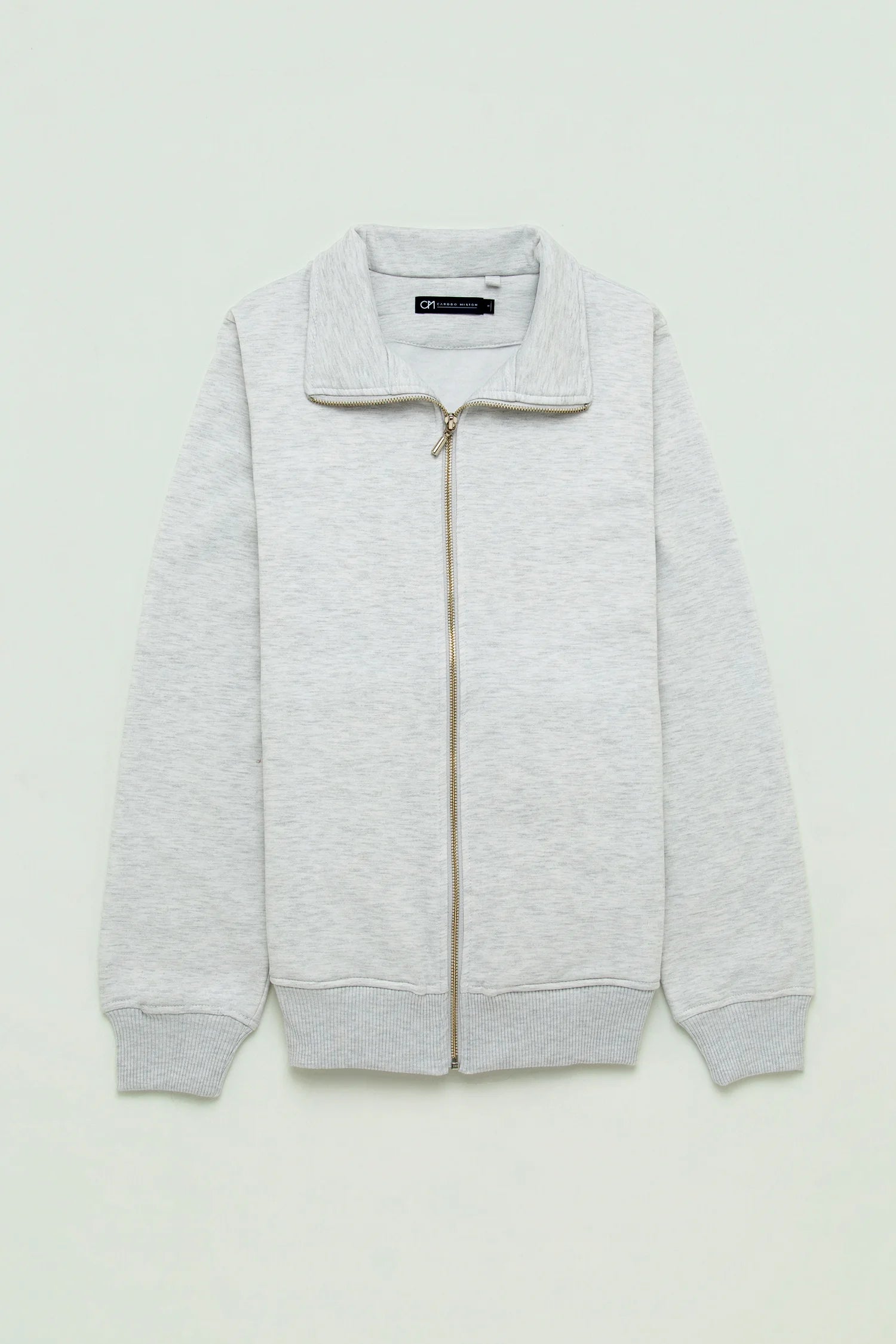 Chaqueta Perchada Zip Algodón Gris Jaspe