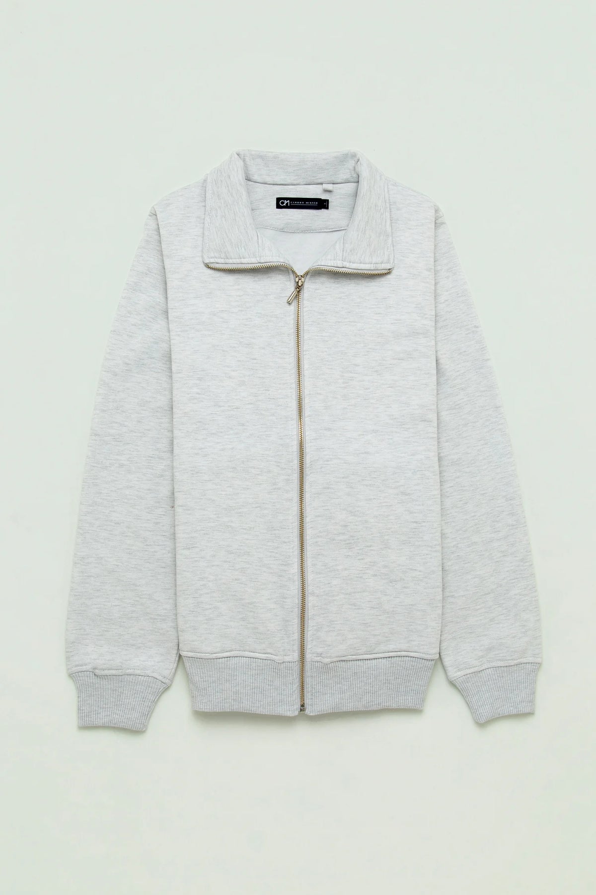 Chaqueta Perchada Zip Algodón Gris Jaspe