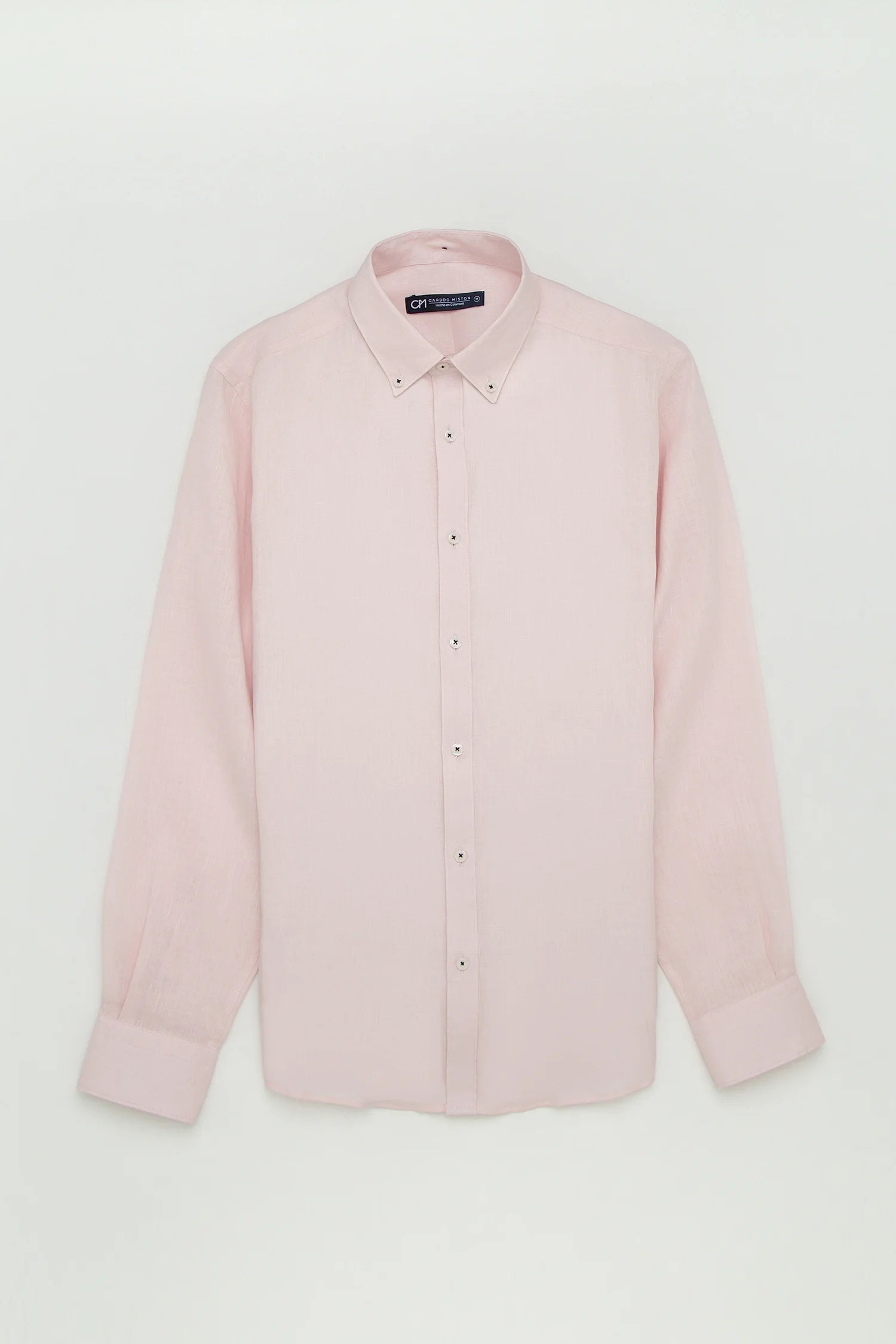 Camisa Button Down Lino Rosa Bebé