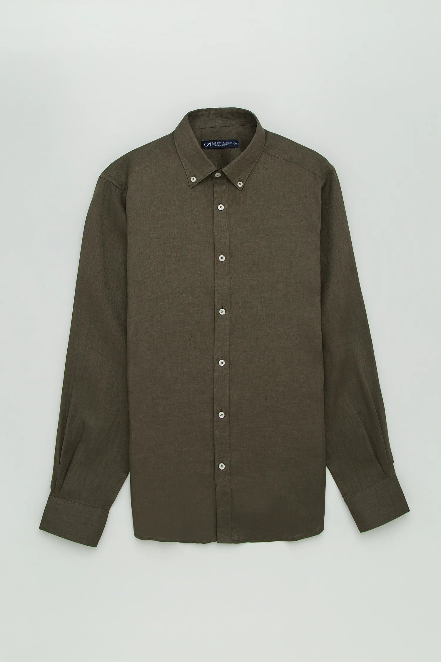Camisa Button Down Lino Verde Oliva