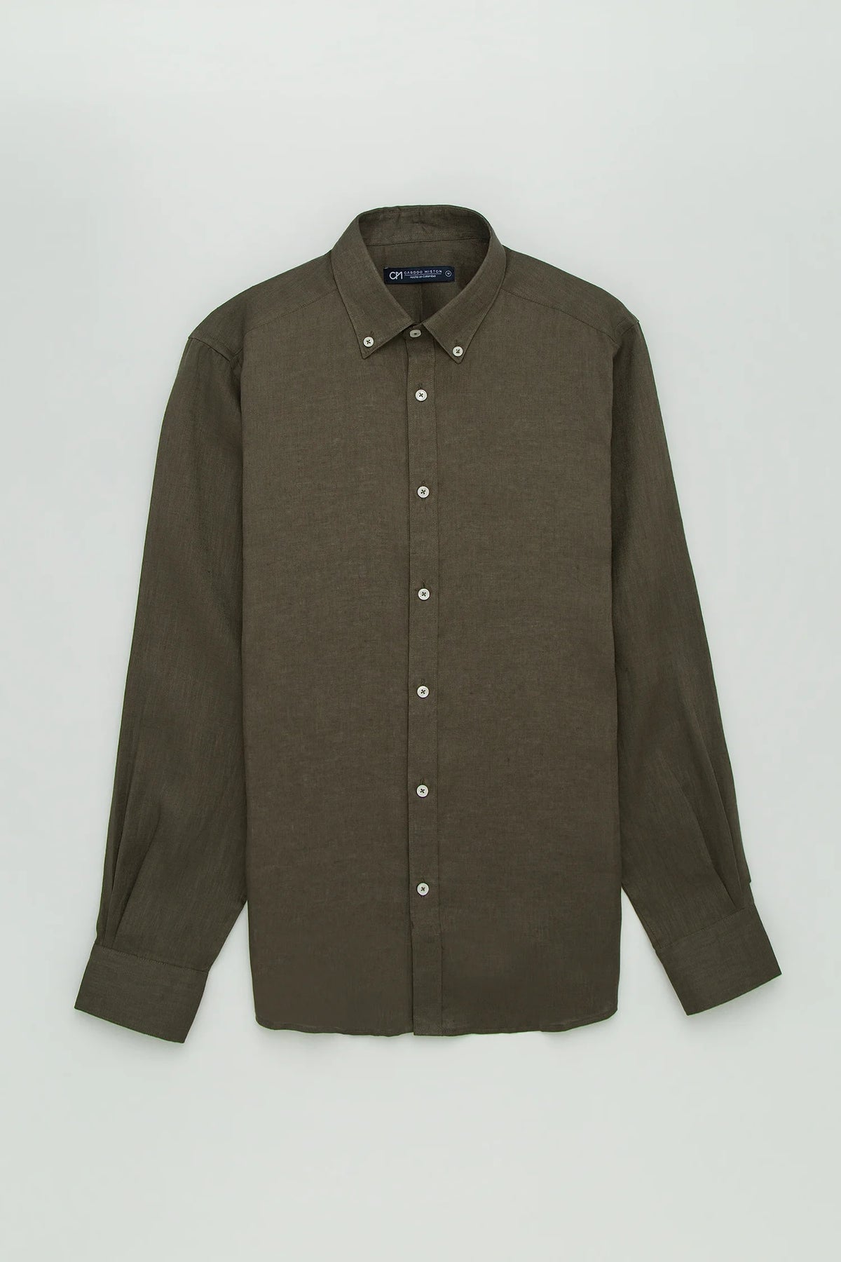 Camisa Button Down Lino Verde Oliva