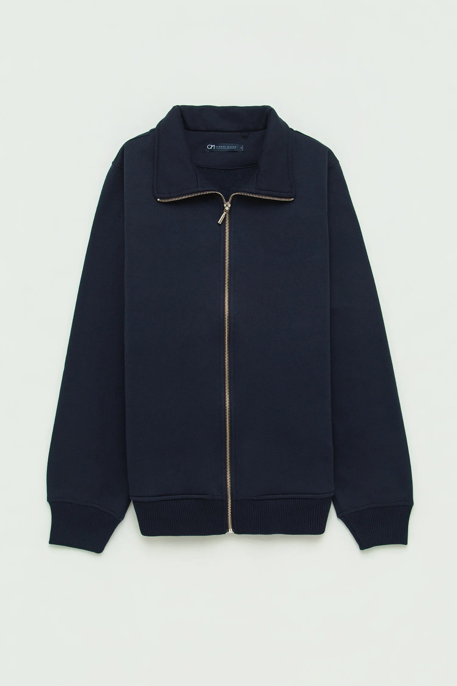 Chaqueta Perchada Zip Algodón Azul Oscuro