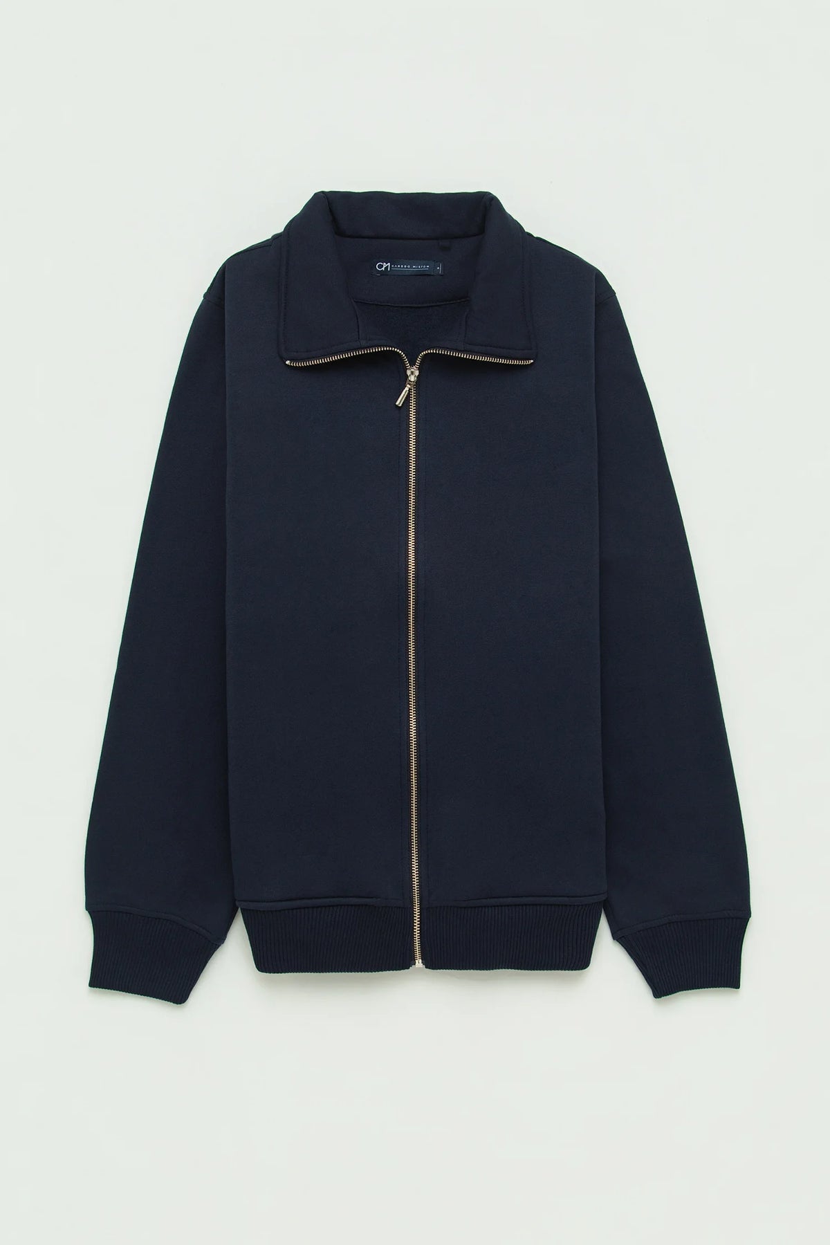 Chaqueta Perchada Zip Algodón Azul Oscuro