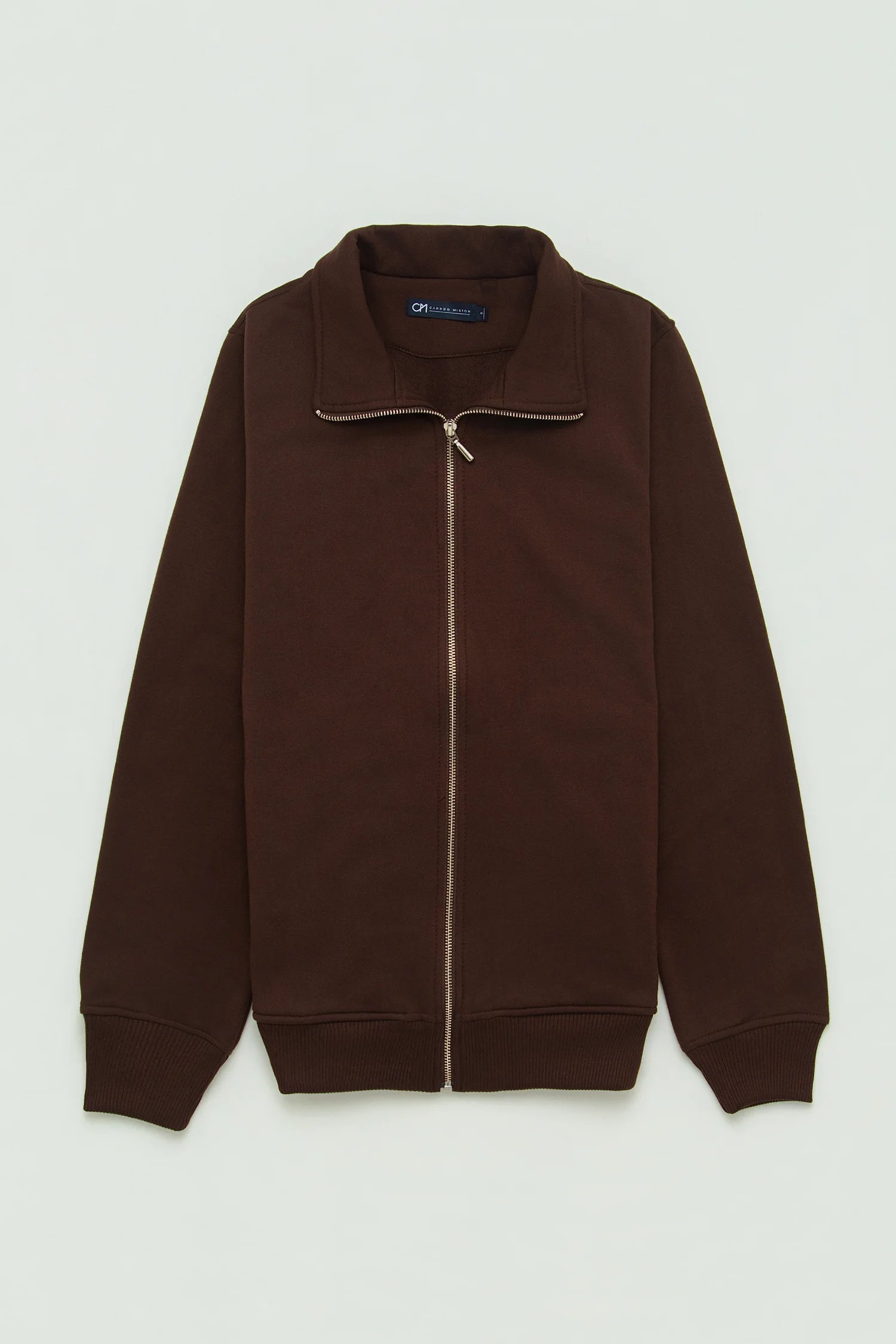 Chaqueta Perchada Zip Algodón Chocolate