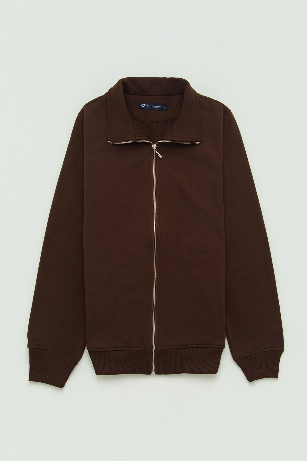 Chaqueta Perchada Zip Algodón Chocolate