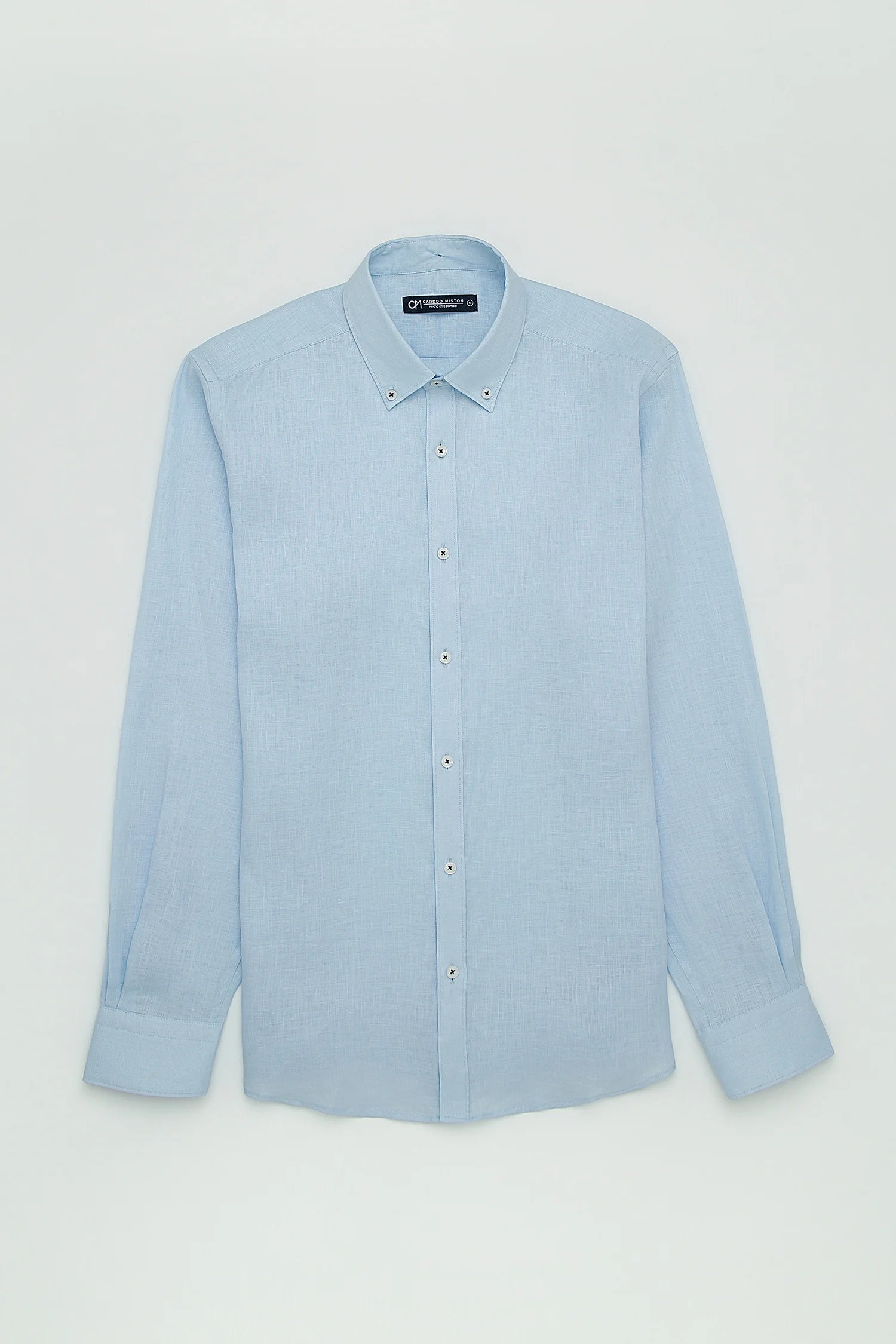 Camisa Button Down Lino Azul Bebé