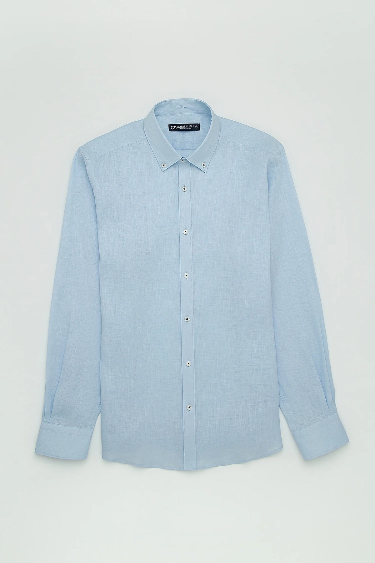 Camisa Button Down Lino Azul Bebé