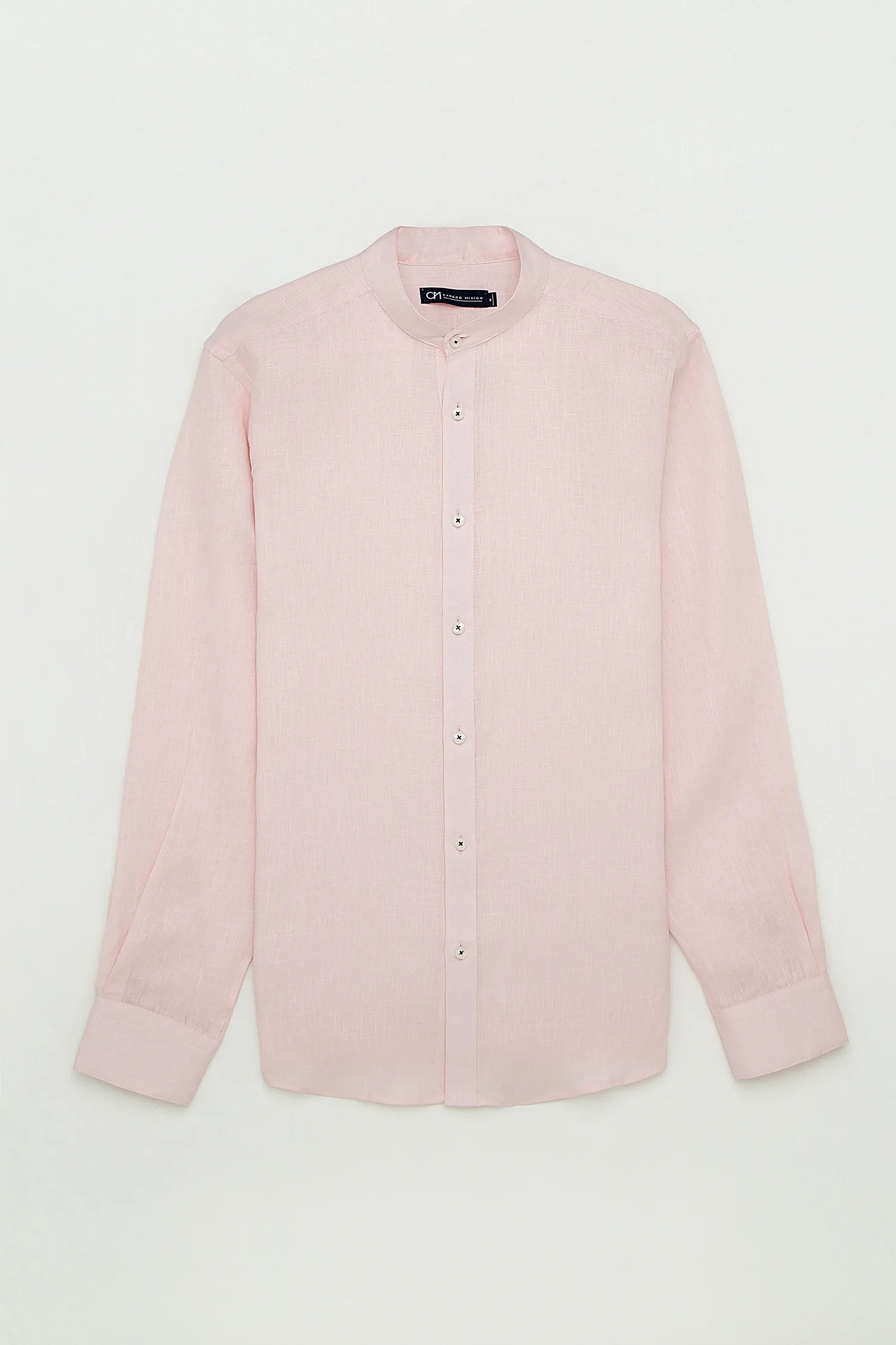 Camisa Cuello Mao Lino Rosa Bebé