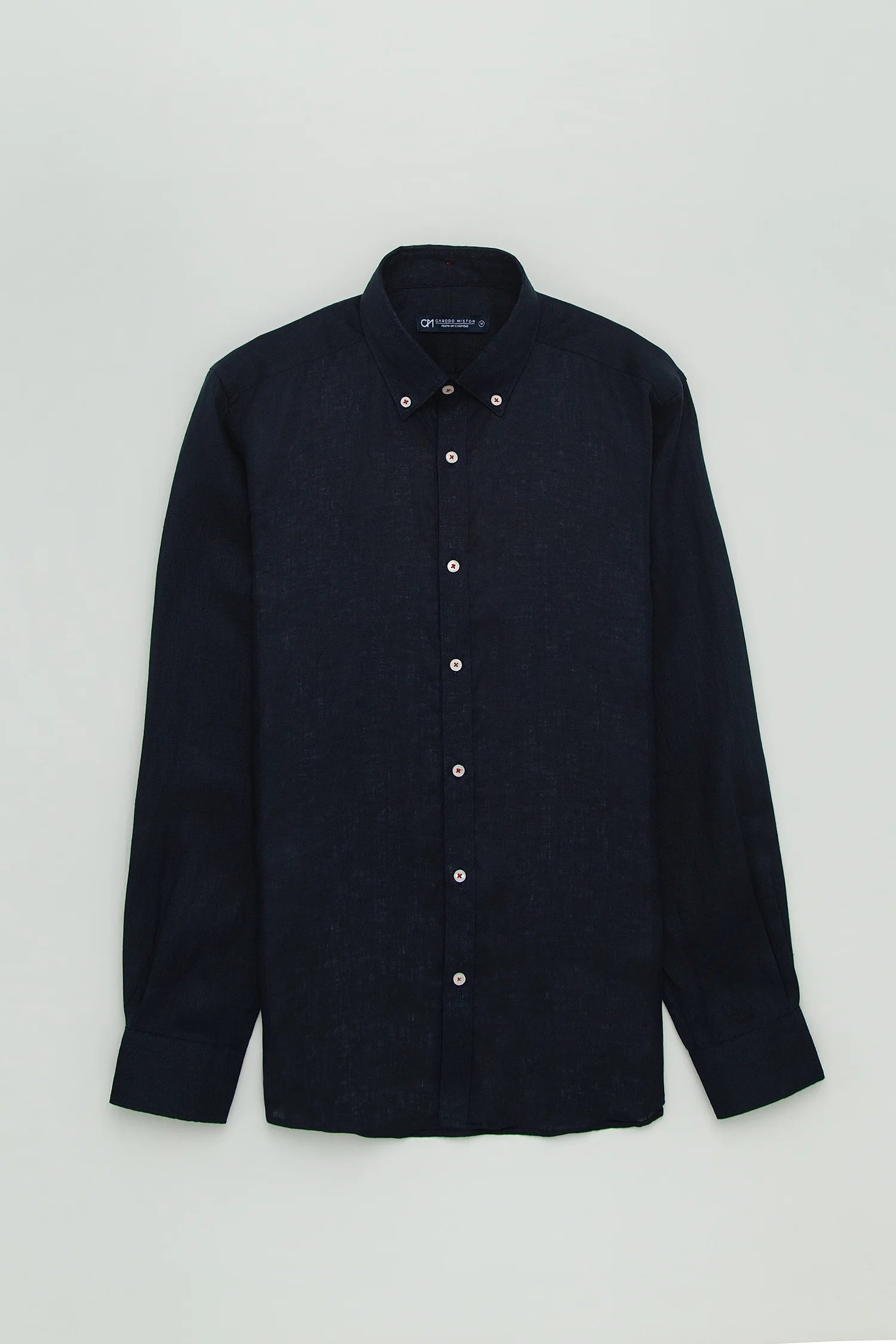 Camisa Button Down Lino Azul Oscuro