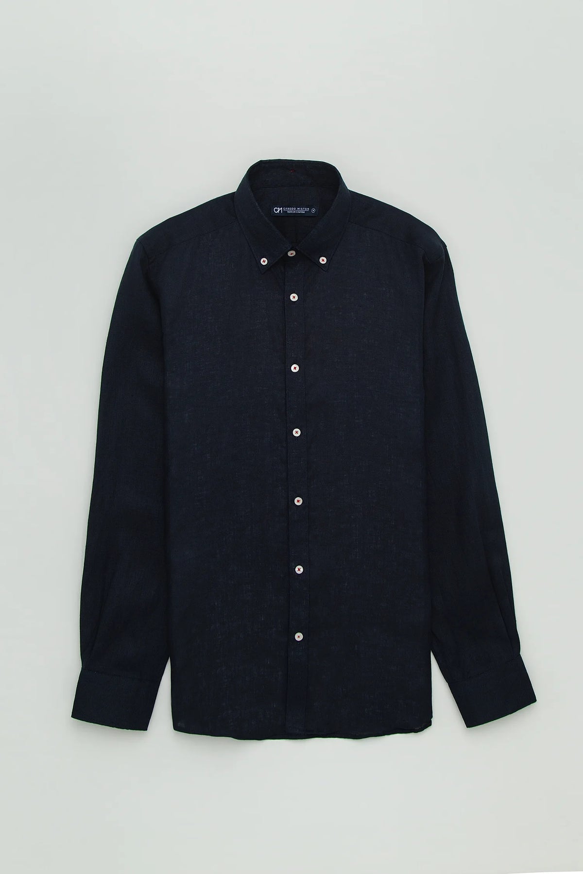 Camisa Button Down Lino Azul Oscuro