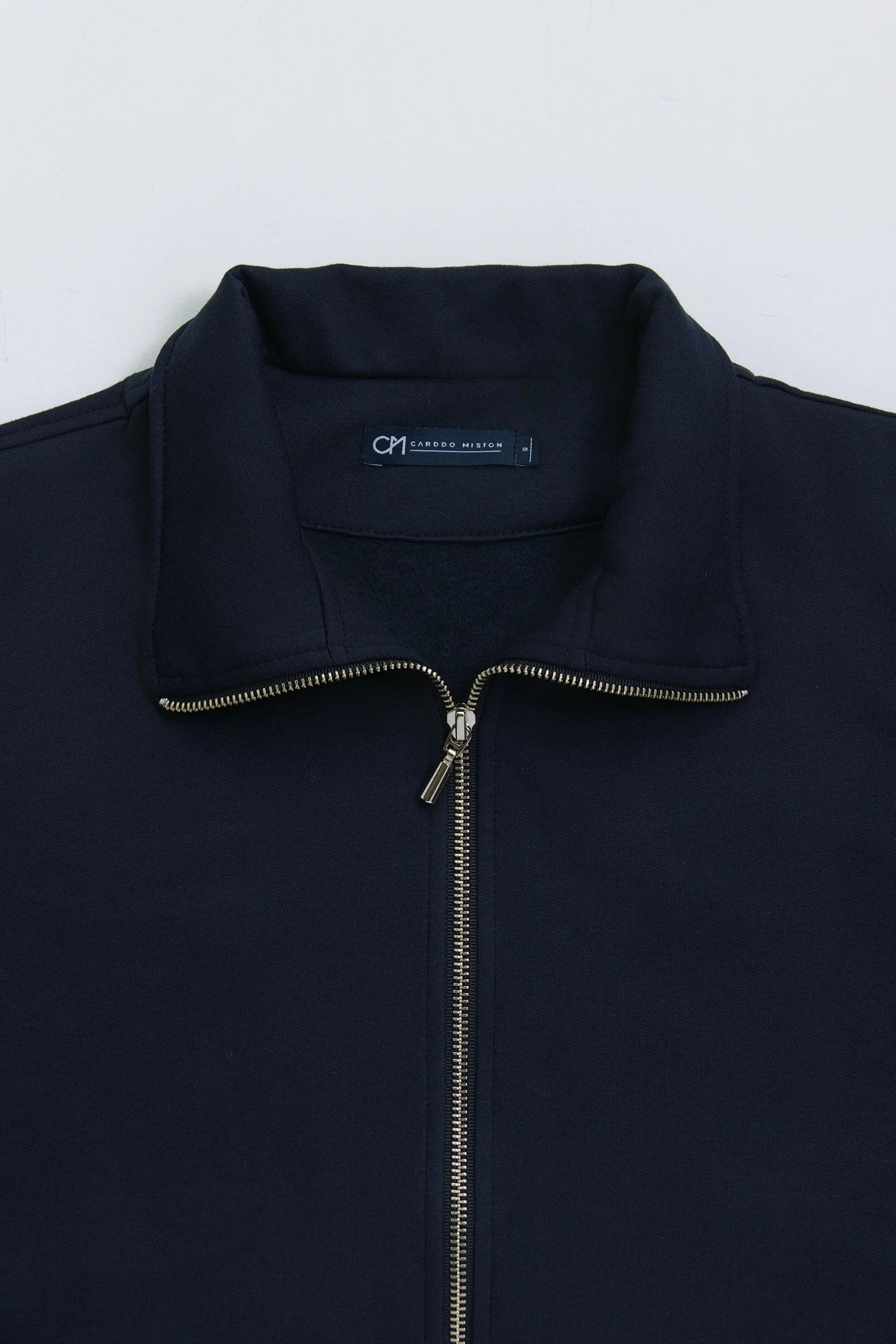 Chaqueta Perchada Zip Algodón Azul Oscuro